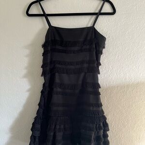 Chic Black Layered Fringe Mini Dress